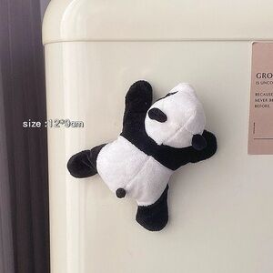 Cute Panda Plush Fridge Magnet - Soft Magnetic Refrigerator Decoration (12x9 cm)